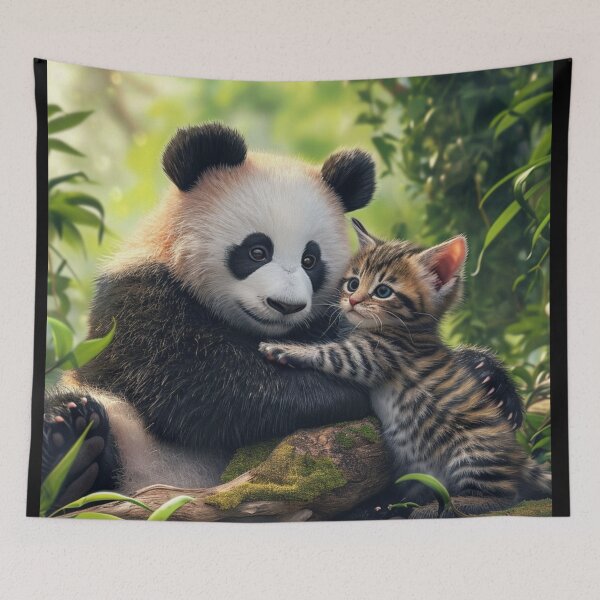 Item preview, Heartwarming Cute Animals Playful Baby Panda Furry Kitten Unique Pet Art C116-02 designed and sold by MPCFICTION.