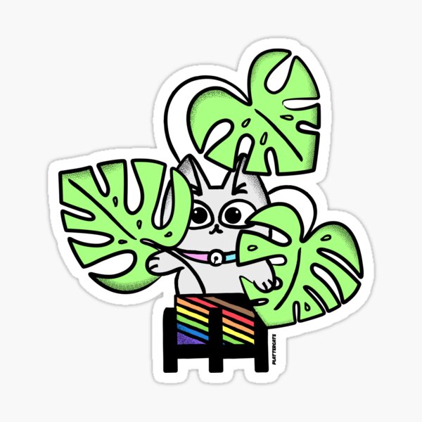 Rainbow Pride Cat in Plant Sticker