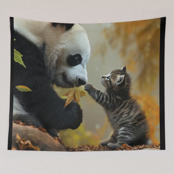 Item preview, Heartwarming Cute Animals Playful Baby Panda Furry Kitten Unique Pet Art C116-03 designed and sold by MPCFICTION.