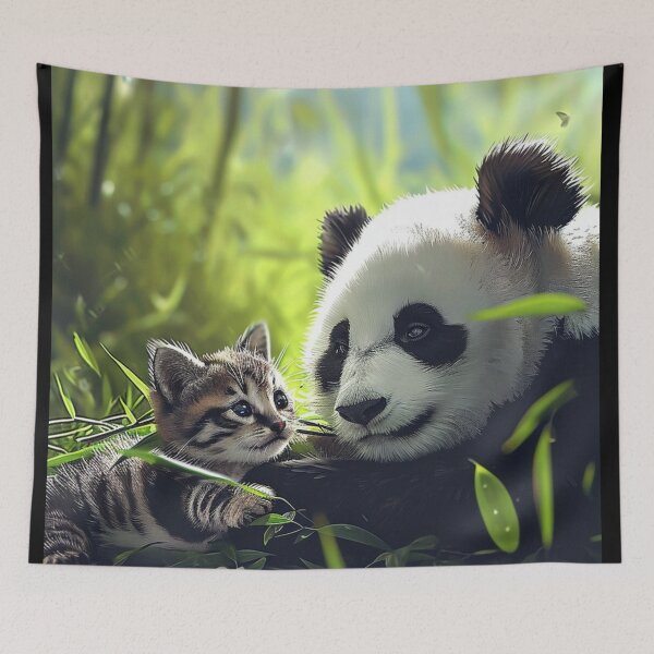 Item preview, Heartwarming Cute Animals Playful Baby Panda Furry Kitten Unique Pet Art C116-04 designed and sold by MPCFICTION.