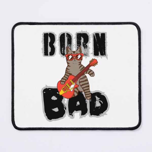 Item preview, Born Bad, bad cat guitarist, cool cat on guitar with a bad attitude designed and sold by QuirkyTease.