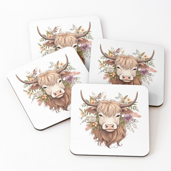 Item preview, Highland Cow with Floral designed and sold by ArtFromBeyond.