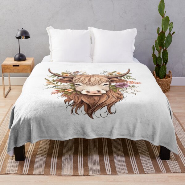 Item preview, Highland Cow with Floral designed and sold by ArtFromBeyond.