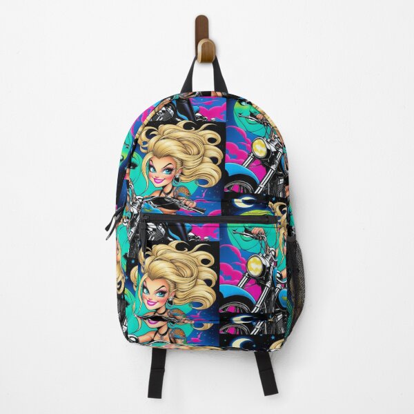Item preview, Cute Blonde Cartoon Anime Biker Girl Moons designed and sold by TheDarkWardrobe.