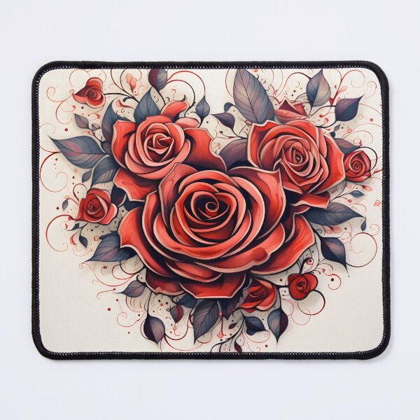 Item preview, Pen and Ink Rose tattoo print designed and sold by dcrc.