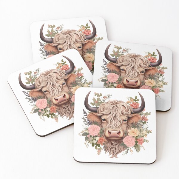 Item preview, Highland Cow with Floral designed and sold by ArtFromBeyond.