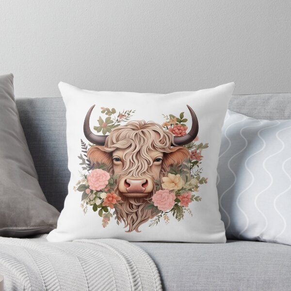 Item preview, Highland Cow with Floral designed and sold by ArtFromBeyond.
