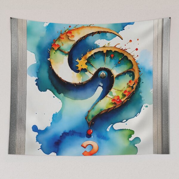 Item preview, Question Mark Japanese Watercolor Abstract Haiku AI Concept Art by Xzendor7 designed and sold by Xzendor7 Digital Art Creations.