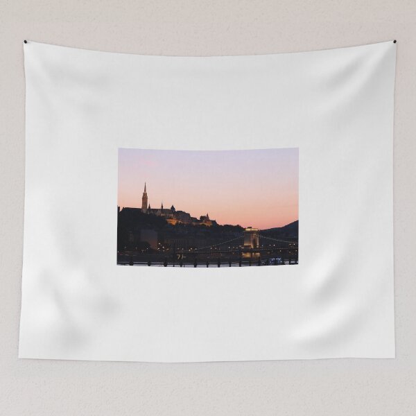 Item preview, twilight over Fishermans Bastion and chain bridge Budapest designed and sold by goceris.