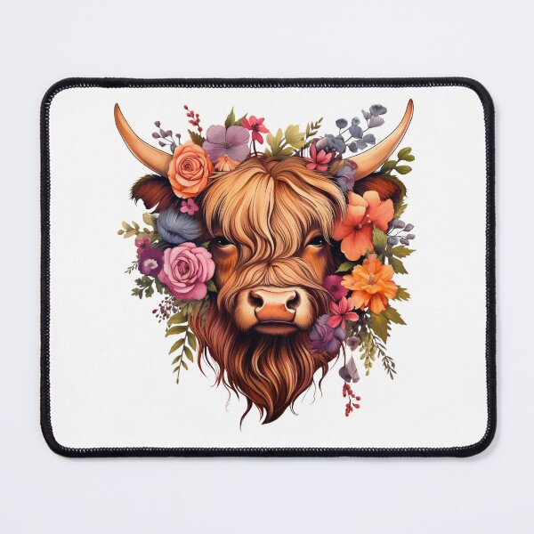 Item preview, Highland Cow with Floral designed and sold by ArtFromBeyond.