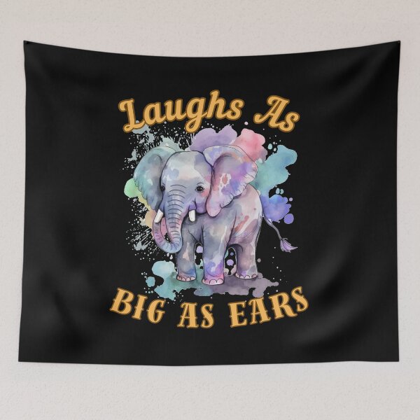 Item preview, Laughs As Big As Ears. watercolor elephant designed and sold by ElephantVibes.