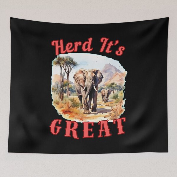 Item preview, Herd It’s Great. colorful elephant designed and sold by ElephantVibes.