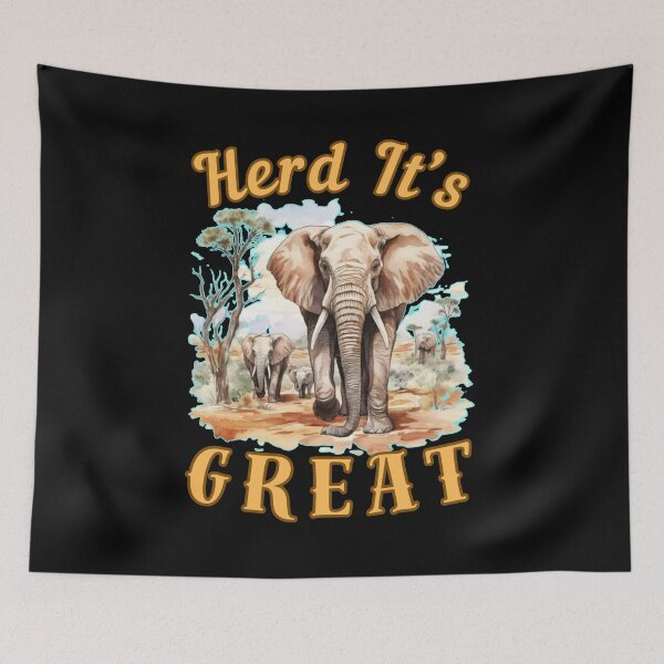 Item preview, Herd It’s Great. watercolor elephant designed and sold by ElephantVibes.
