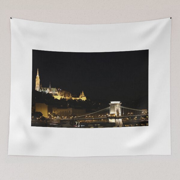 Item preview, illuminated Fisherman bastion and chain bridge Budapest by night designed and sold by goceris.