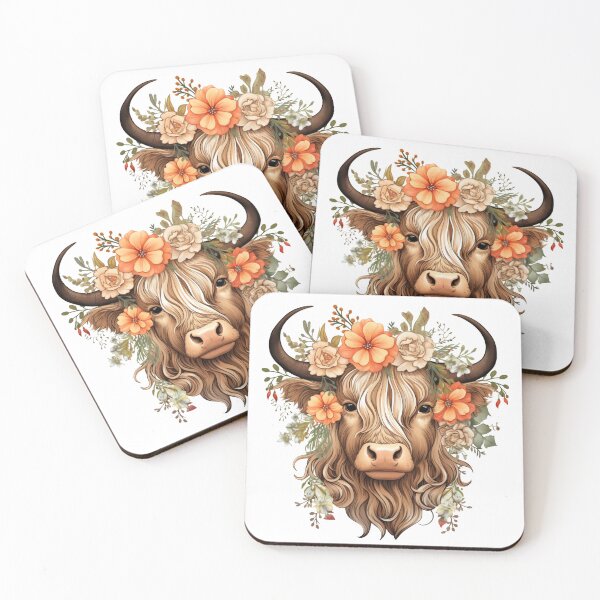 Item preview, Highland Cow with Floral designed and sold by ArtFromBeyond.
