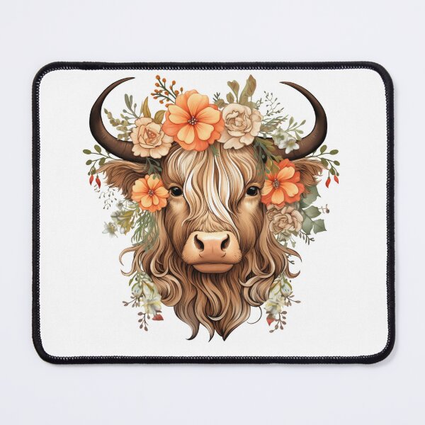 Item preview, Highland Cow with Floral designed and sold by ArtFromBeyond.