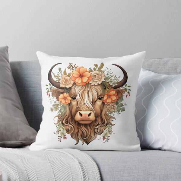 Item preview, Highland Cow with Floral designed and sold by ArtFromBeyond.