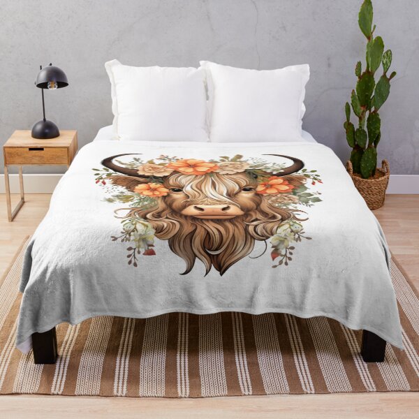 Item preview, Highland Cow with Floral designed and sold by ArtFromBeyond.
