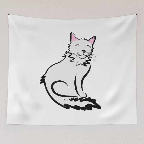 Item preview, Fluffy White Cat Eyes Shut designed and sold by 6 Feet Under.