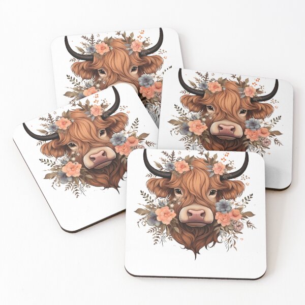 Item preview, Highland Cow with Floral designed and sold by ArtFromBeyond.