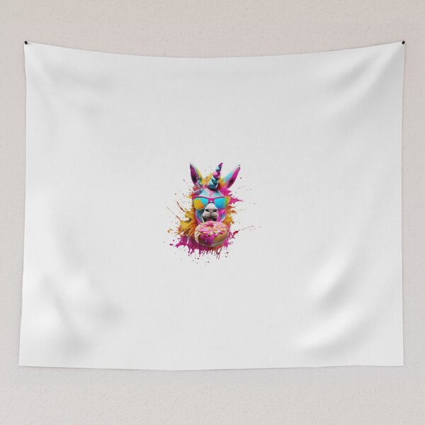 Item preview, Rainbow Llama Unicorn Eating a Donut with Sunglasses designed and sold by TyGuySupply.