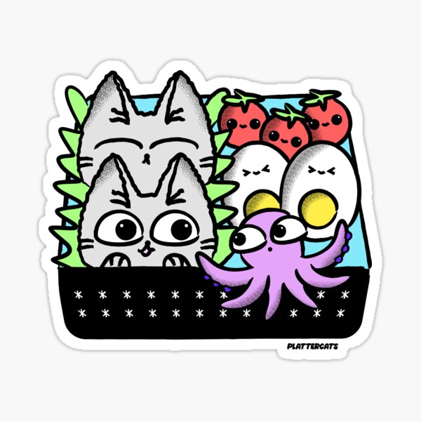 Kawaii Bento Box Cats Sticker
