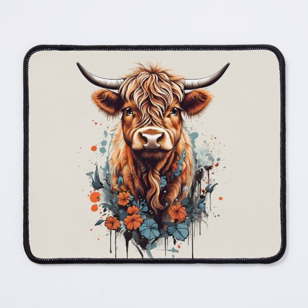 Item preview, Cute Highland Cow, Red and Blue Flowers designed and sold by BajanTees.