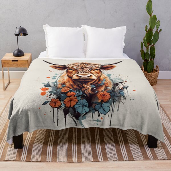 Item preview, Cute Highland Cow, Red and Blue Flowers designed and sold by BajanTees.