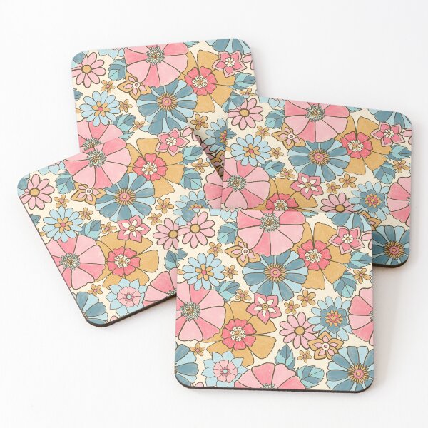 Item preview, Hippie Floral Yellow Blue Pink Cream designed and sold by Marina Oliveira Studio.