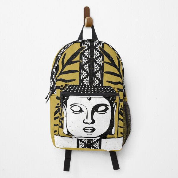 Item preview, Buddha Head Statue with Palm Fronds - Saffron, Coal, Snow designed and sold by Irene Estelle.