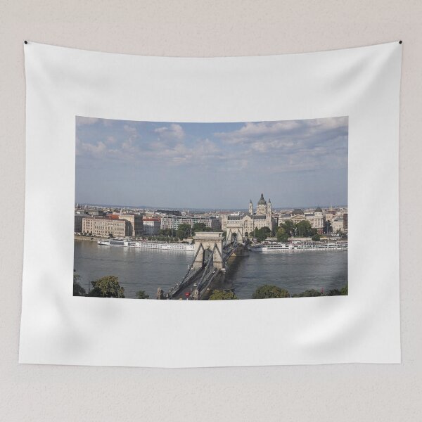 Item preview, Chain bridge on Danube river Budapest cityscape designed and sold by goceris.