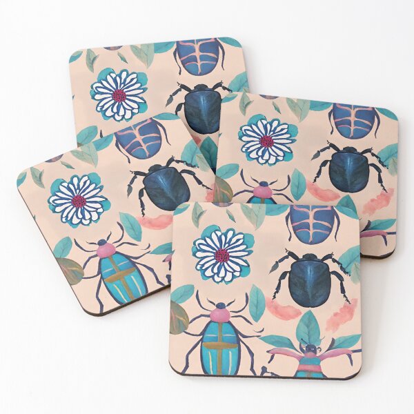 Item preview, Boho Abstract Imaginary Insects Bugs Floral Folk Art Pattern gift for nature lover designed and sold by CORINNE W.