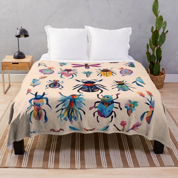 Item preview, Boho Abstract Imaginary Insects Bugs Floral Folk Art Pattern gift for nature lover designed and sold by CORINNE W.