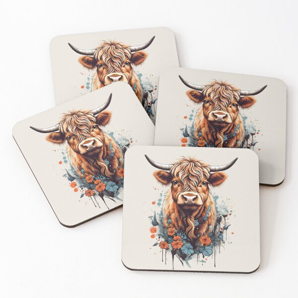 Item preview, Cute Highland Cow, Red and Blue Flowers designed and sold by BajanTees.