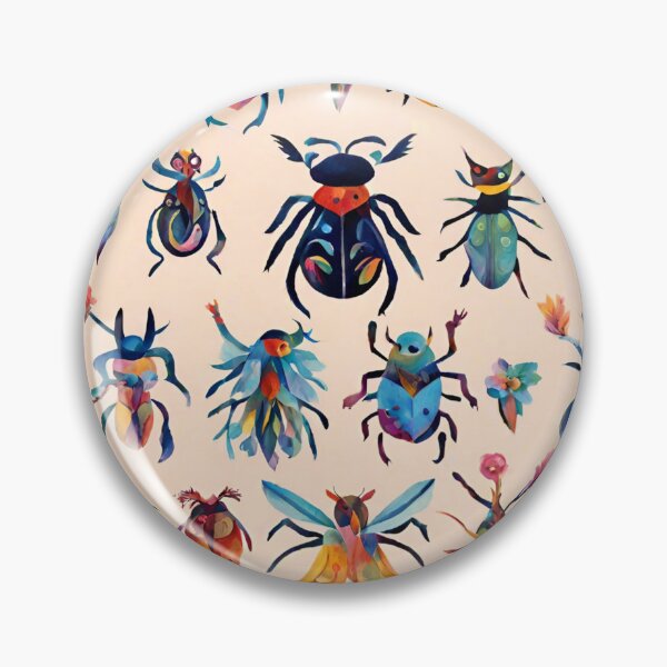 Item preview, Boho Abstract Imaginary Insects Bugs Floral Folk Art Pattern gift for nature lover designed and sold by CORINNE W.