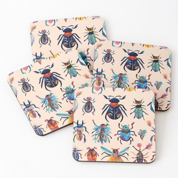Item preview, Boho Abstract Imaginary Insects Bugs Floral Folk Art Pattern gift for nature lover designed and sold by CORINNE W.