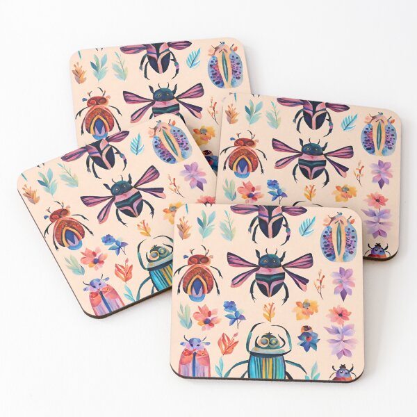 Item preview,  Boho Abstract Imaginary Insects Bugs Floral Folk Art Pattern gift for nature lover designed and sold by CORINNE W.