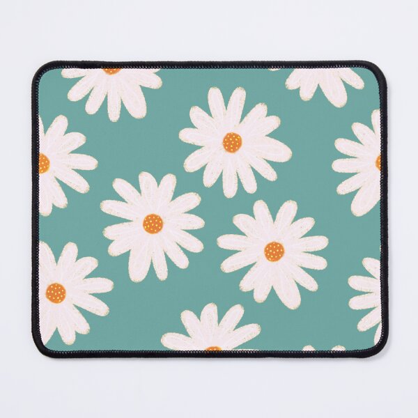 Item preview, White, Orange and Acqua Blue Doodle Daisies Floral Pattern designed and sold by Marina Oliveira Studio.
