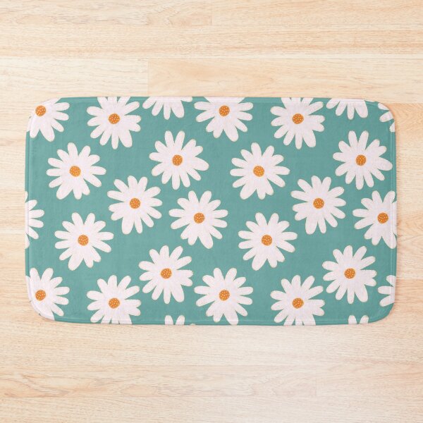 Item preview, White, Orange and Acqua Blue Doodle Daisies Floral Pattern designed and sold by Marina Oliveira Studio.