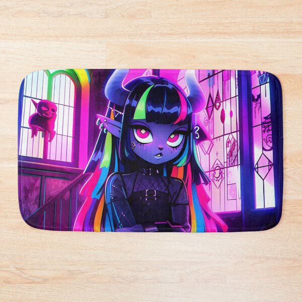 Item preview, Gothic Neon Rainbow Haunted Demoness Anime Girl designed and sold by bubblegoth.