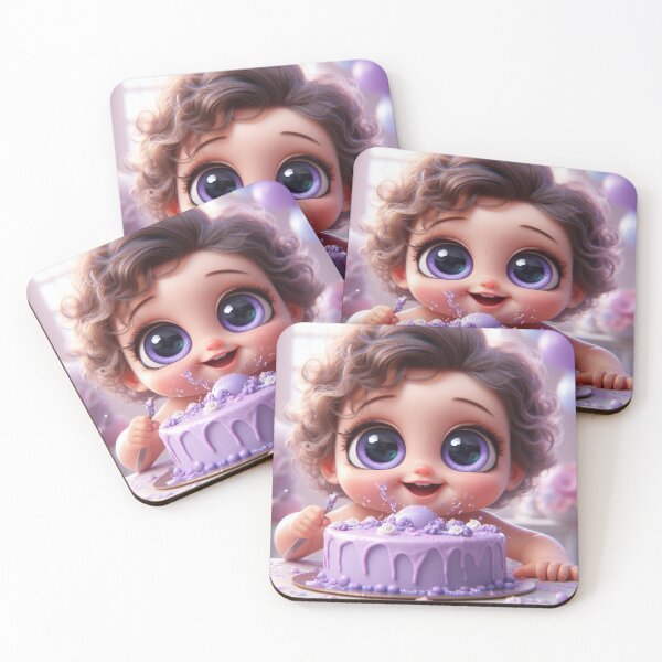 Item preview, Big-eyed Baby Smashing Purple Cake 2 designed and sold by AIExpressive.