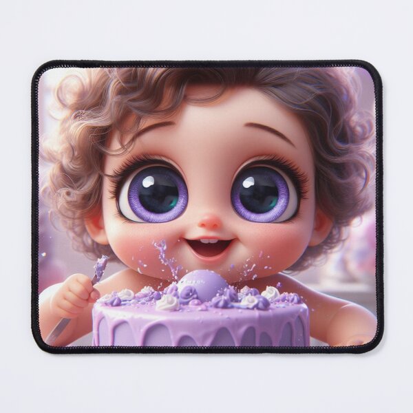 Item preview, Big-eyed Baby Smashing Purple Cake 2 designed and sold by AIExpressive.