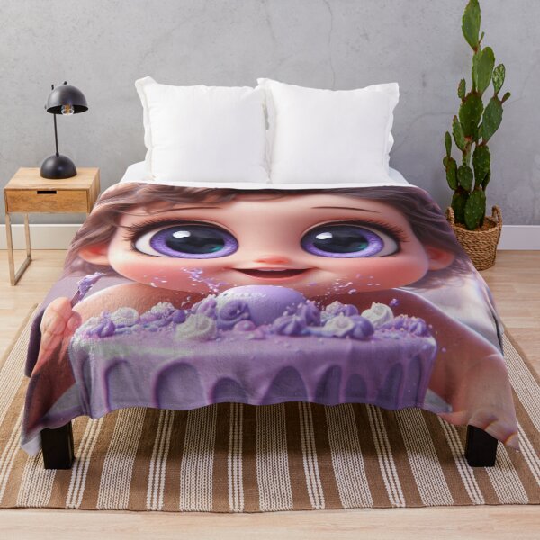 Item preview, Big-eyed Baby Smashing Purple Cake 2 designed and sold by AIExpressive.