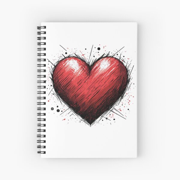 Love Heart Valentines Day Spiral Notebook