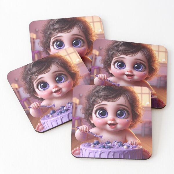 Item preview, Big-eyed Baby Smashing Purple Cake 3 designed and sold by AIExpressive.