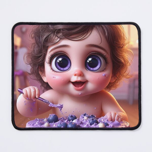 Item preview, Big-eyed Baby Smashing Purple Cake 3 designed and sold by AIExpressive.
