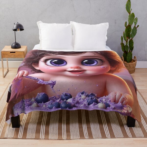 Item preview, Big-eyed Baby Smashing Purple Cake 3 designed and sold by AIExpressive.