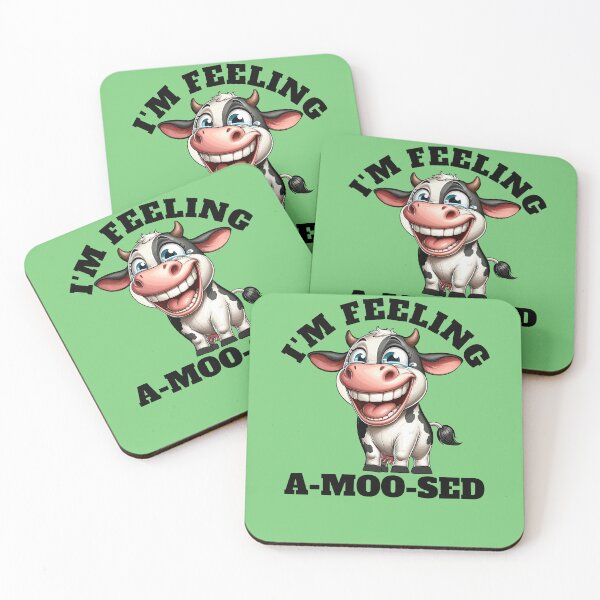 Item preview, I'm Feeling A-moo-sed Cow Wordplay Pun designed and sold by TwistedRabbit12.