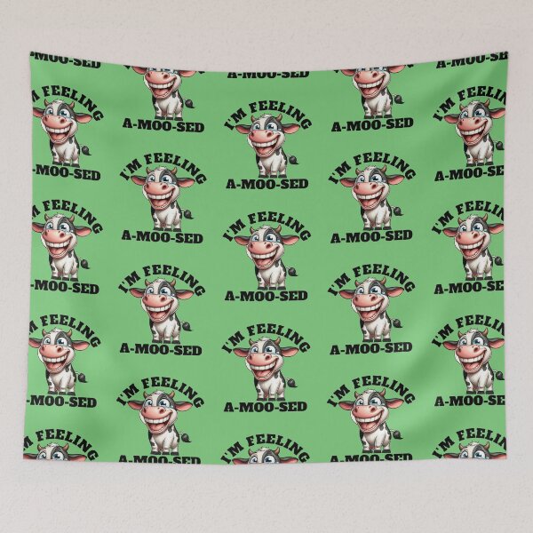 Item preview, I'm Feeling A-moo-sed Cow Wordplay Pun designed and sold by TwistedRabbit12.