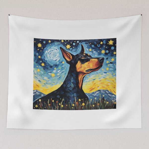 Item preview, Stargazing Pooch - A Van Gogh Night in Watercolor Vintage Style designed and sold by Silver Medal.